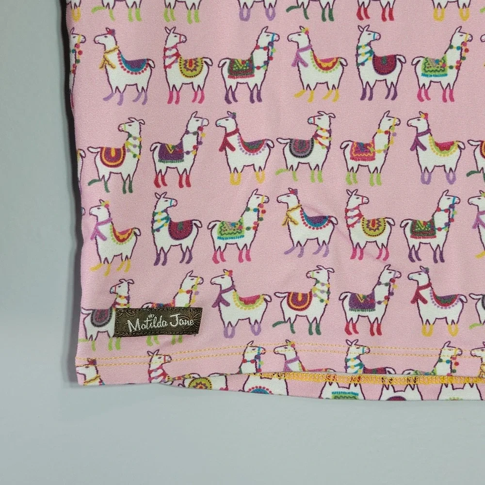 Matilda Jane Llama Floral Long Sleeve Henley‎ Shirt Kids Girls Size 10